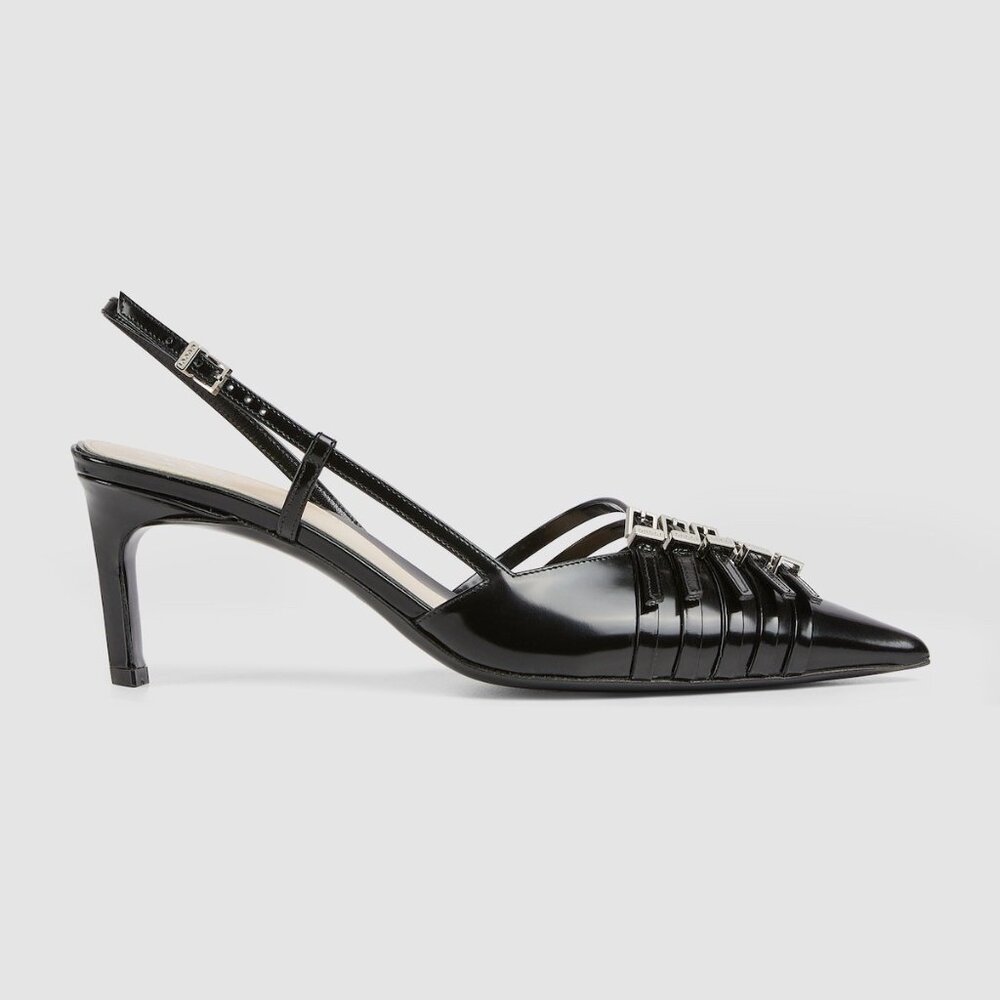 NEW Gucci Seraphine Leather Black Slingback Pumps size 38 Retail $1450 - Picture 2 of 12